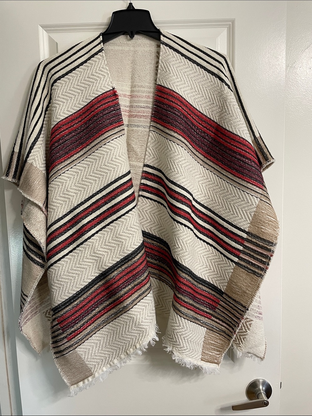 Lucky Brand Women’s Southwestern Fringe Poncho Shawl Wrap Boho Blanket Festival